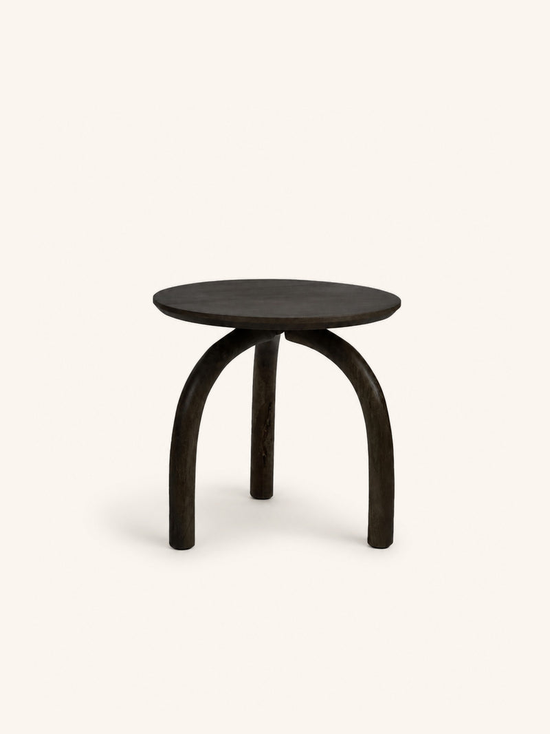 TRILO - side table - mango wood - DIA 55 x H 50 cm - dark brown