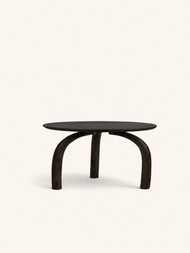TRILO - side table - mango wood - DIA 65 x H 35 cm - dark brown