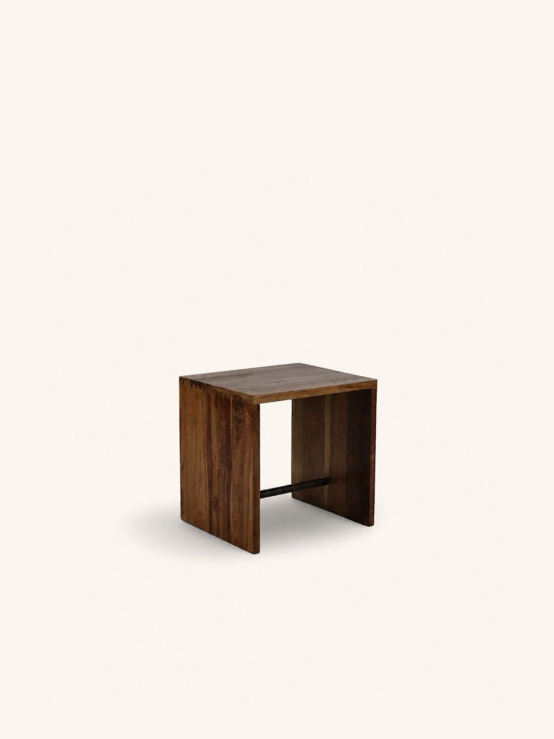 NARA - taburete - madera recuperada - L 45 x W 40 x H 45 cm - marrón