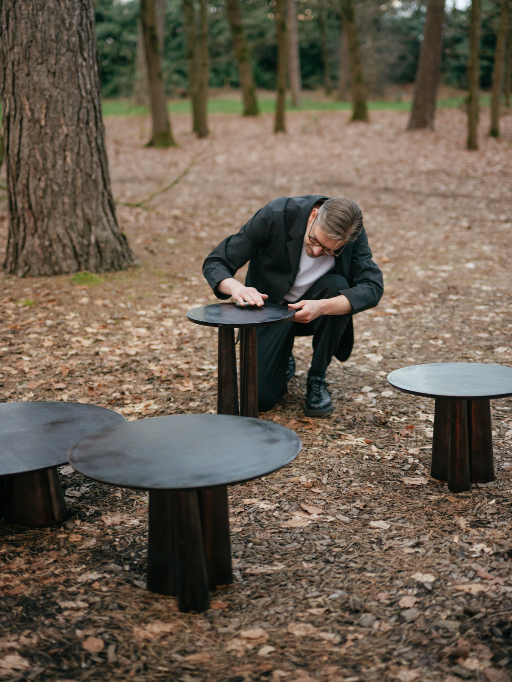 FLUXA - table basse - aluminium - DIA 60 x H 40 cm - bronze