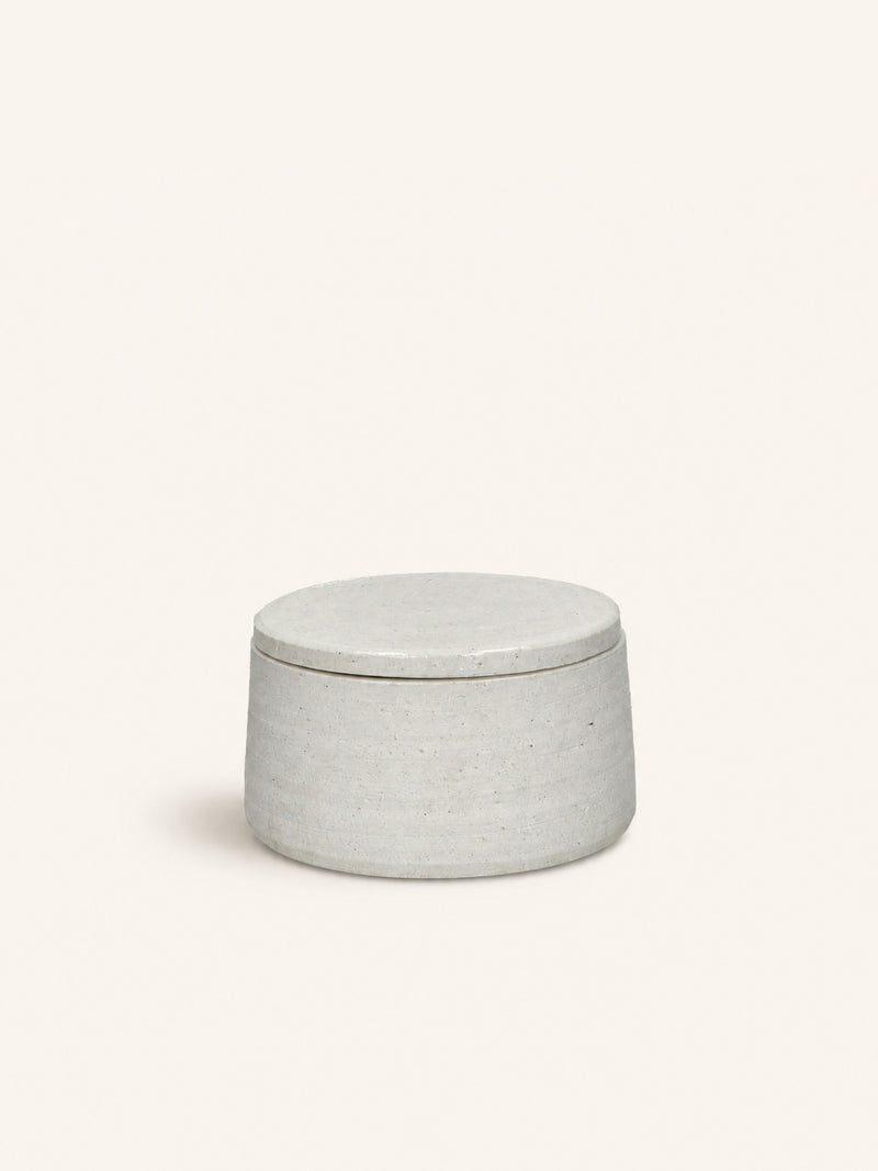 PUNCH - pot with lid - ceramic - DIA 16 x H 9 cm - white