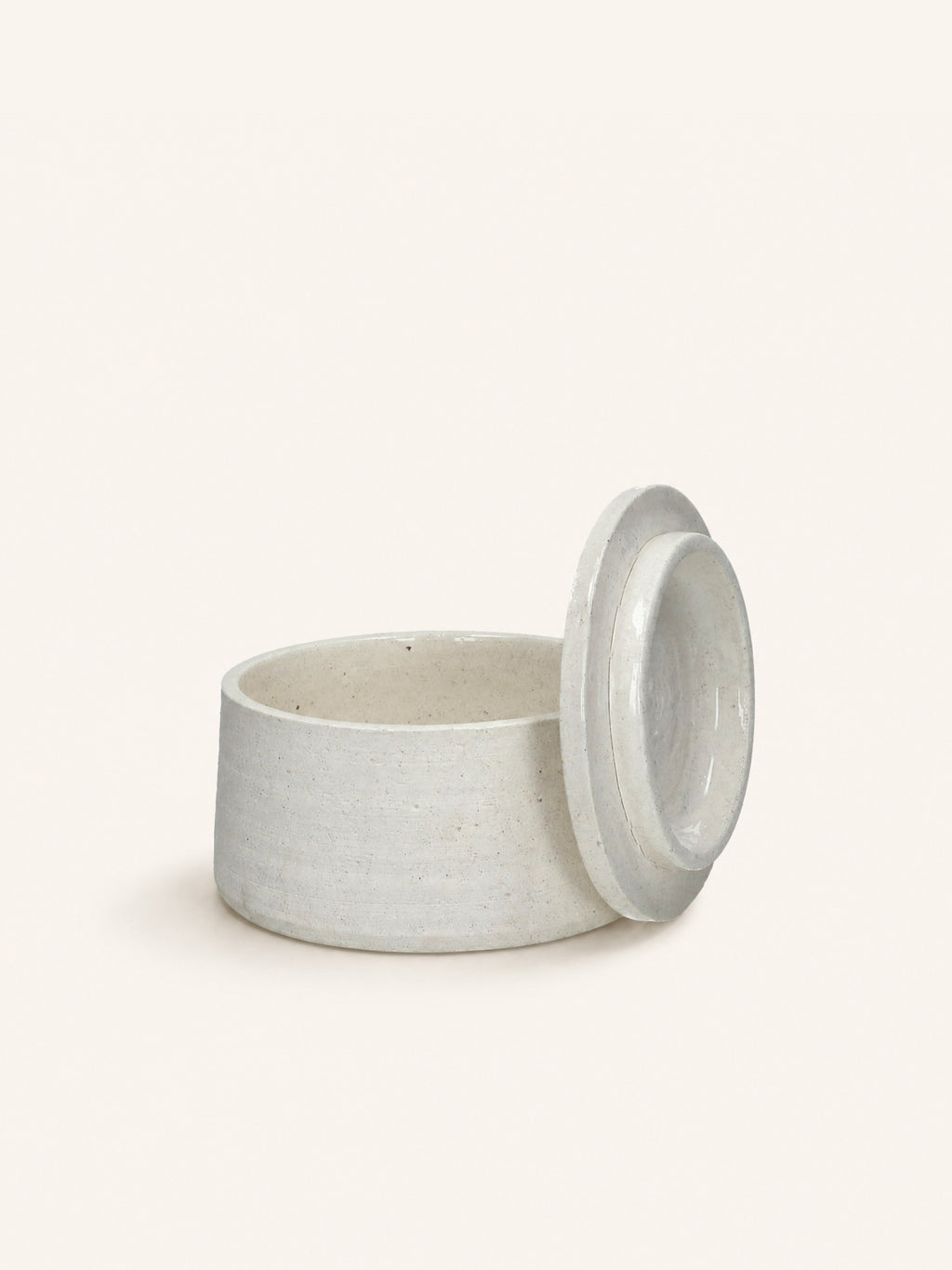 PUNCH - pot with lid - ceramic - DIA 16 x H 9 cm - white