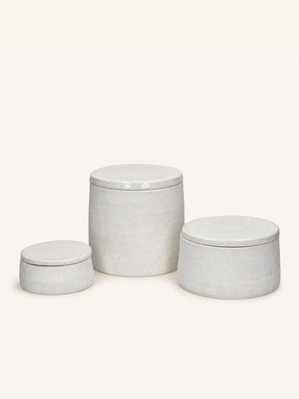 PUNCH - pot with lid - ceramic - DIA 16 x H 9 cm - white