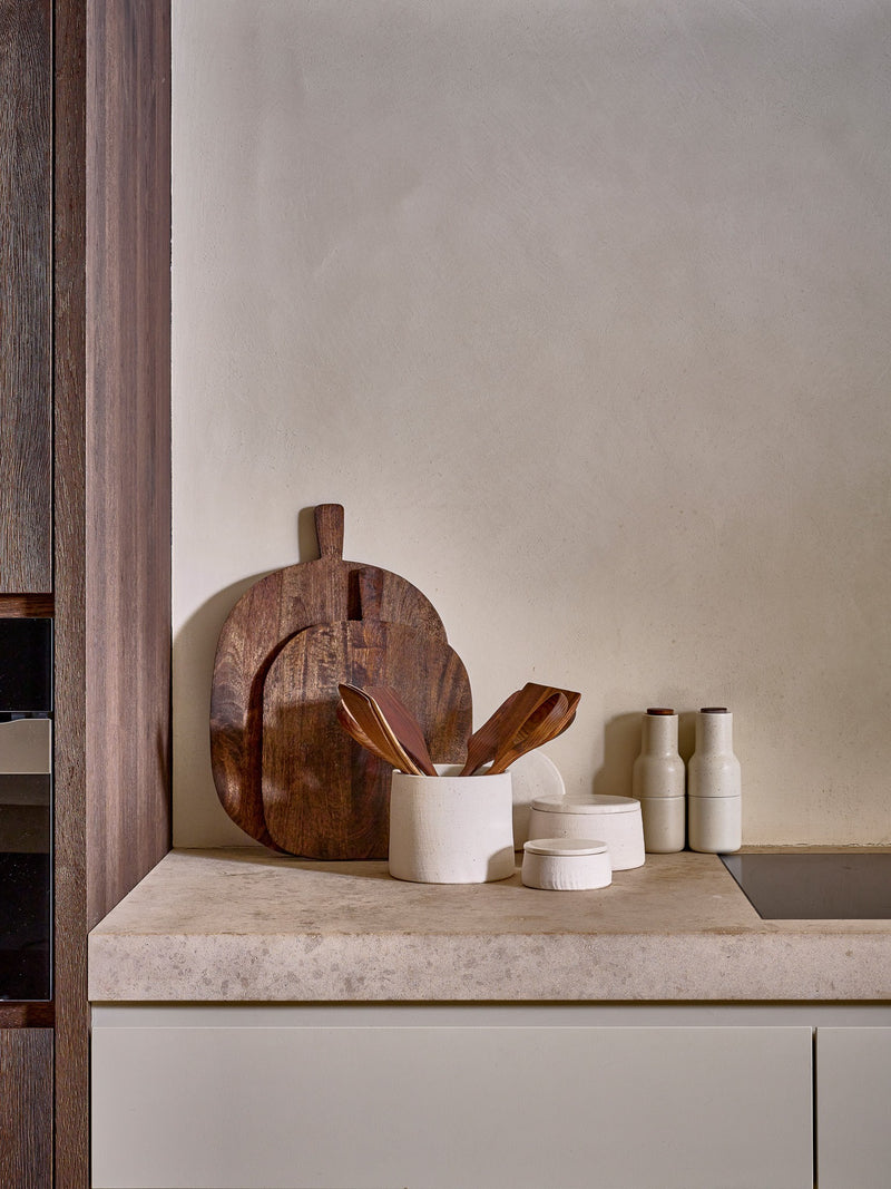 PUNCH - pot with lid - ceramic - DIA 16 x H 9 cm - white