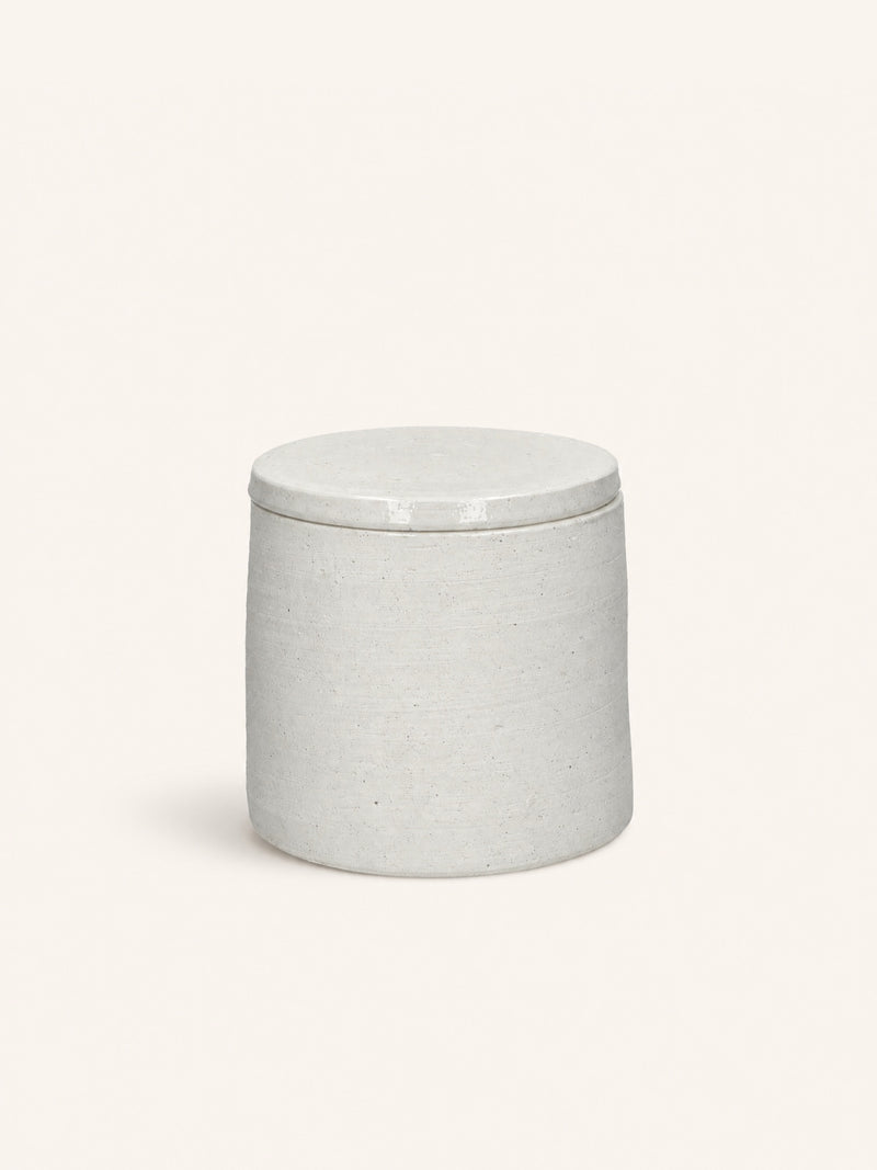 PUNCH - jar with lid - ceramic - DIA 16,5 x H 15 cm - white