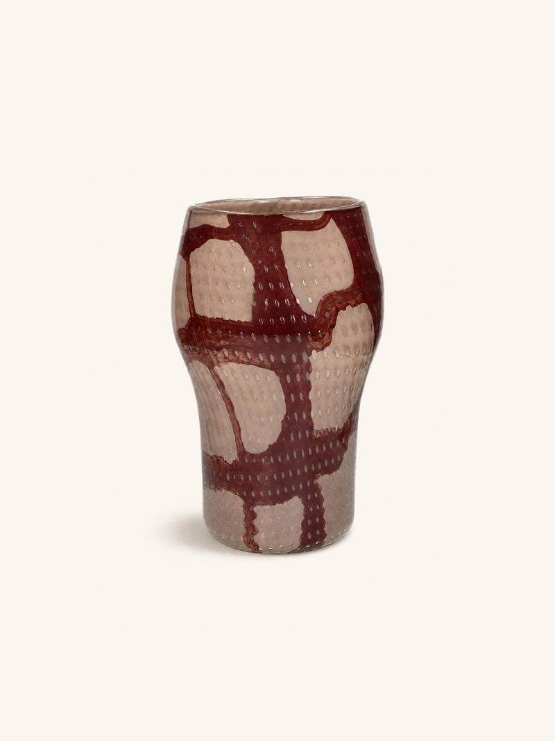 ANIMA - vase / lantern - glass - DIA 22,5 x H 36,5 cm - burgundy