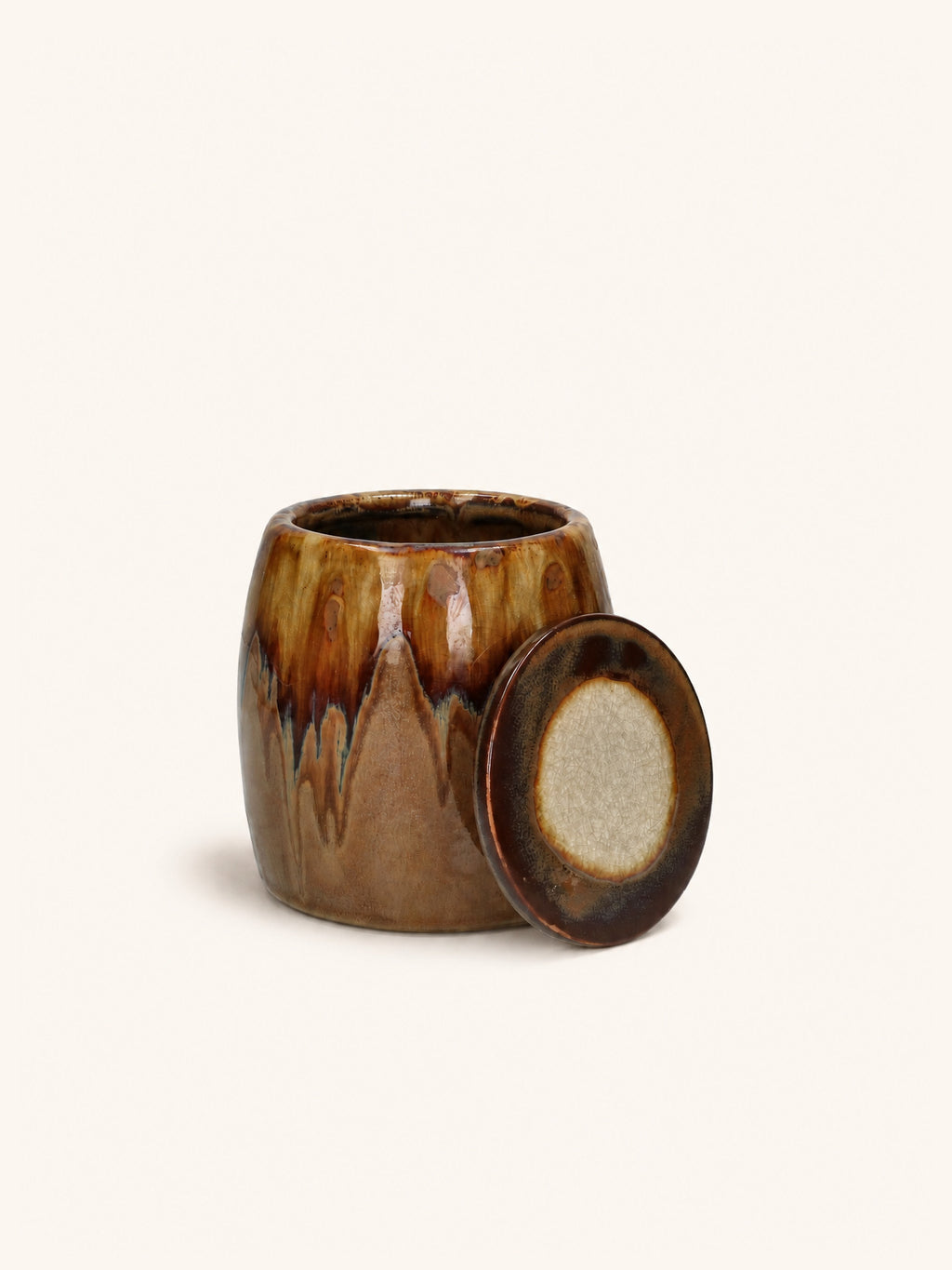 SHISO - tarro con tapa - gres - DIA 11 x H 13 cm - ámbar