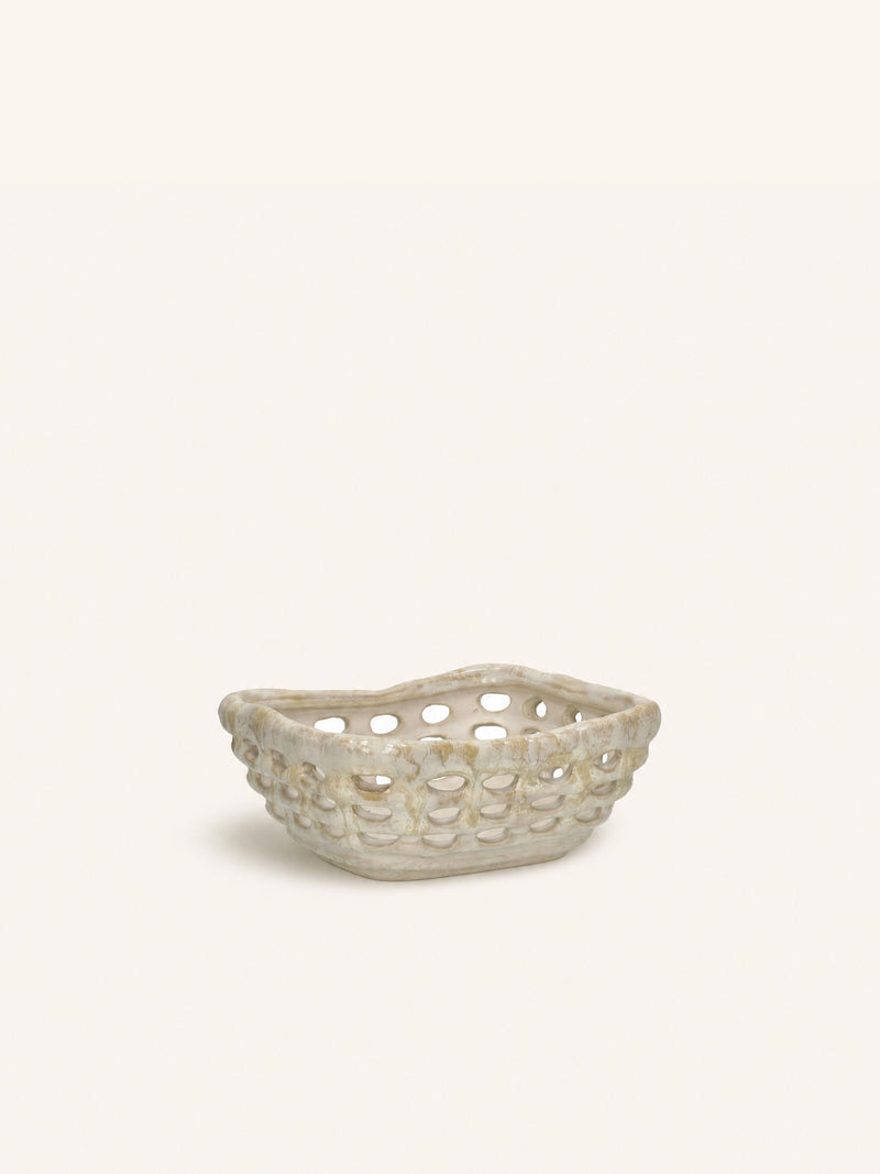 PANEA - bread basket - stoneware - L 15 x W 13 x H 6 cm - beige