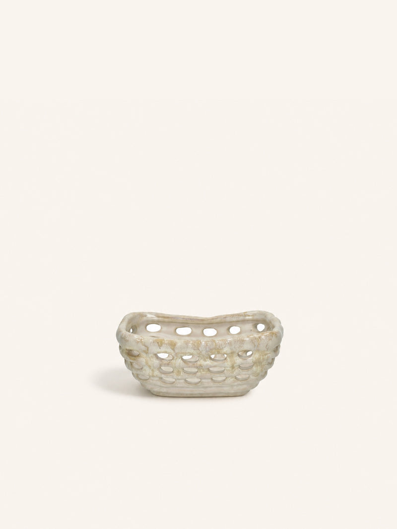 PANEA - bread basket - stoneware - L 15 x W 13 x H 6 cm - beige