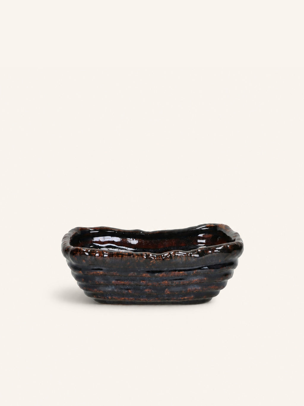 PANEA - panera - cerámica - L 20 x W 15 x H 7 cm - ámbar oscuro