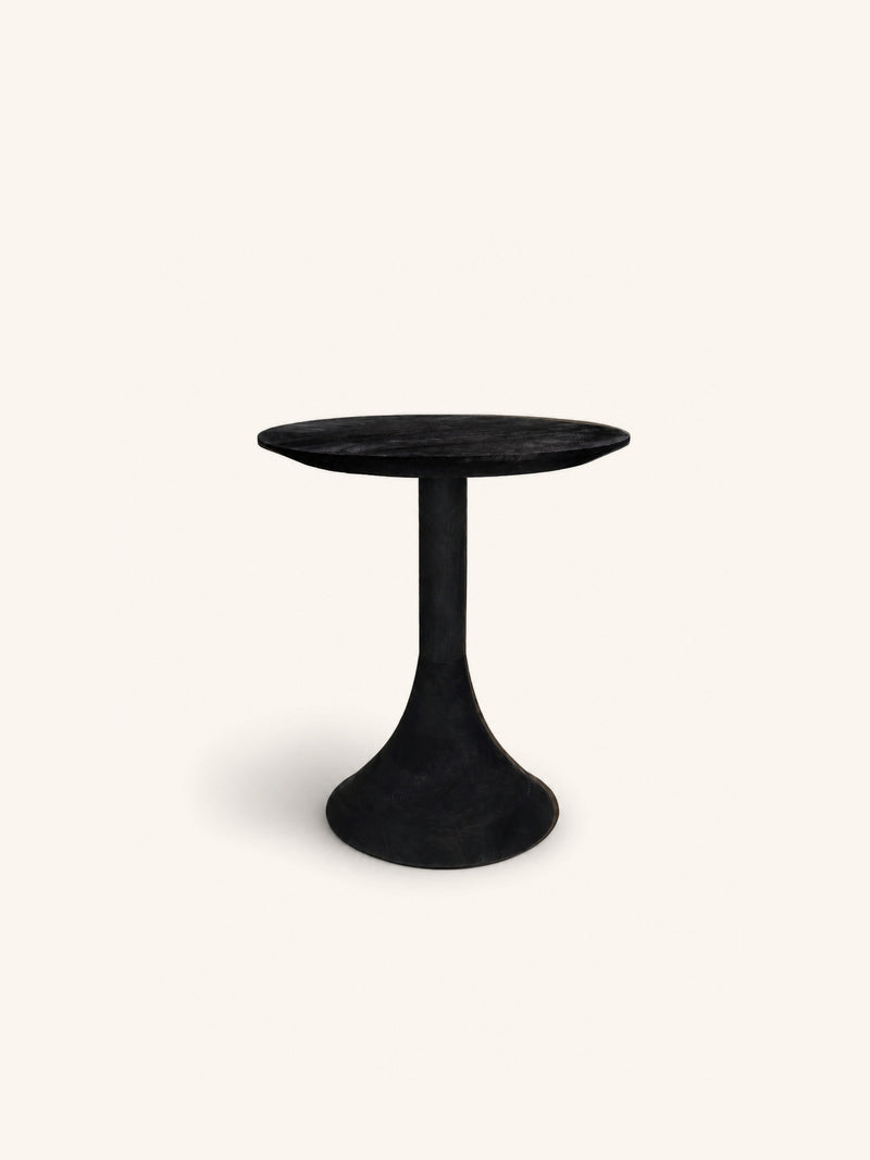 FUNNEL - bijzettafel - mango hout - DIA 40 x H 45 cm - houtskool