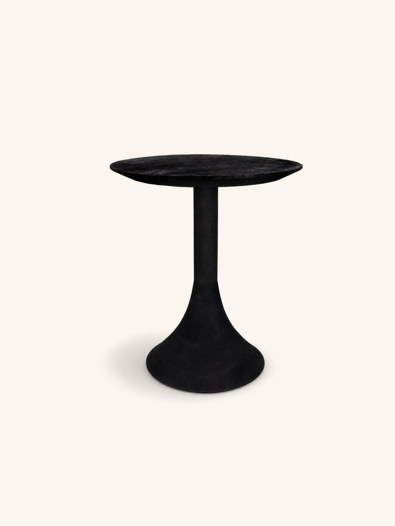 FUNNEL - bijzettafel - mango hout - DIA 50 x H 55 cm - houtskool