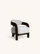 TRIVA - lounge fauteuil - essenhout - L 65,5 x W 69,5 x H 69,5 cm - gebroken wit