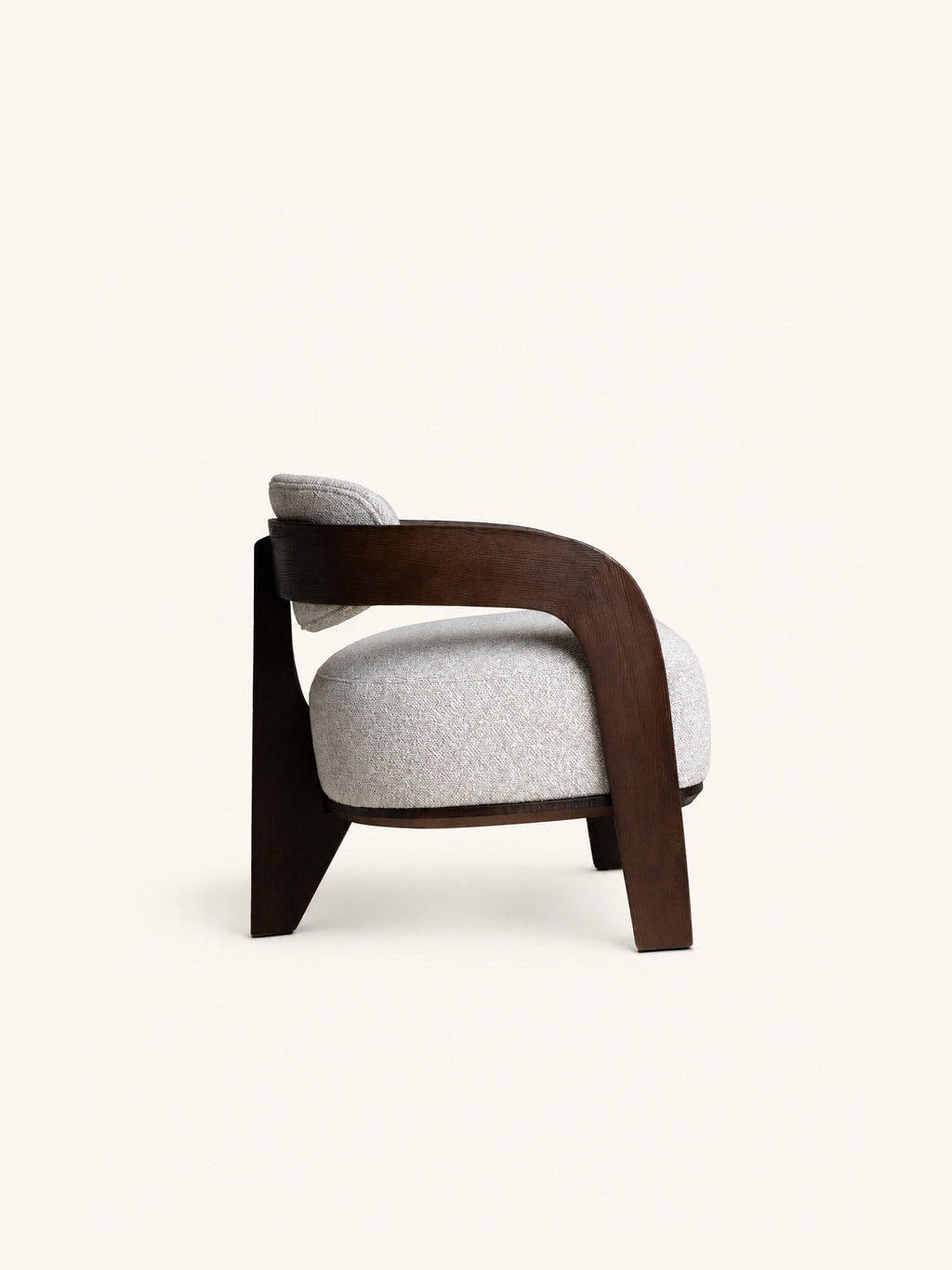 TRIVA - lounge fauteuil - essenhout - L 65,5 x W 69,5 x H 69,5 cm - gebroken wit