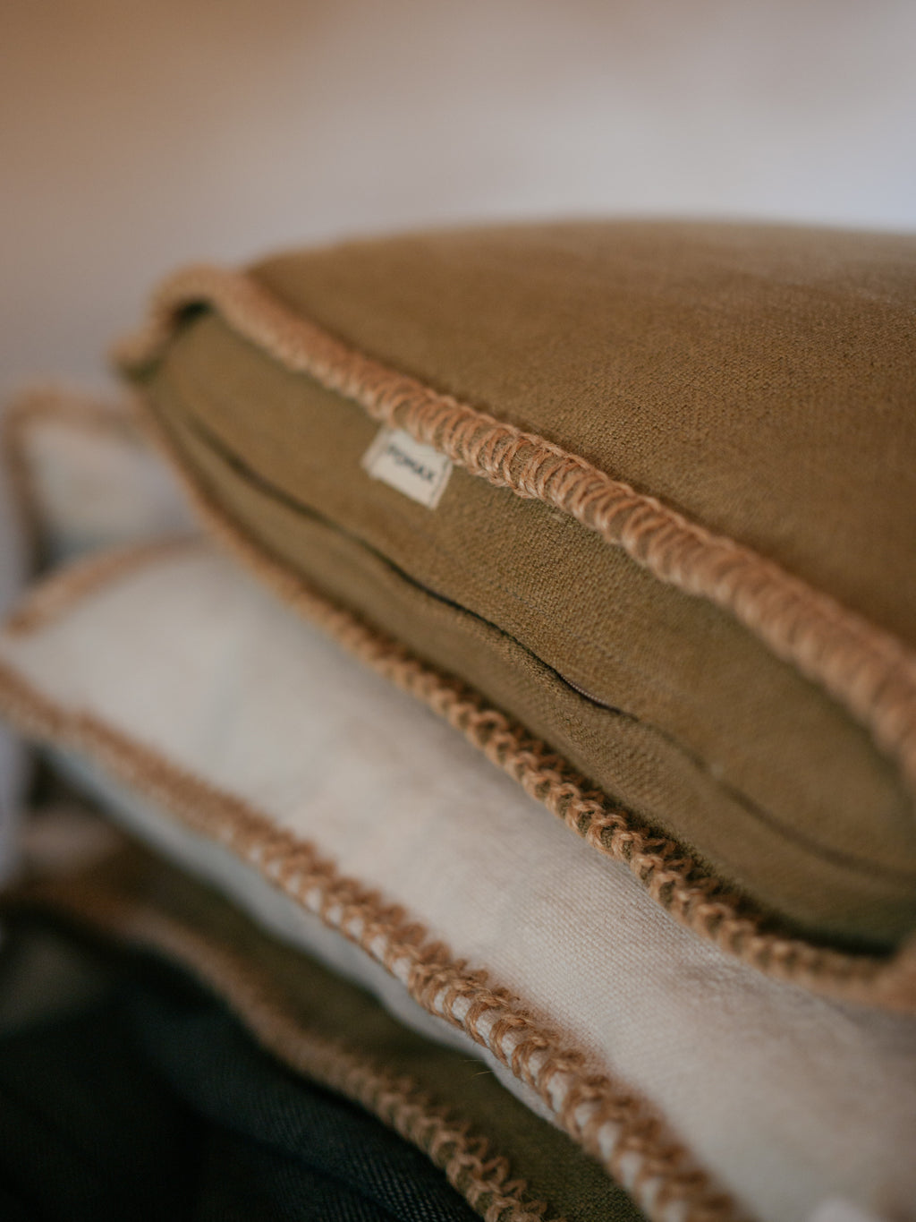 STITCH - cushion - jute - L 60 x W 60 cm - beige