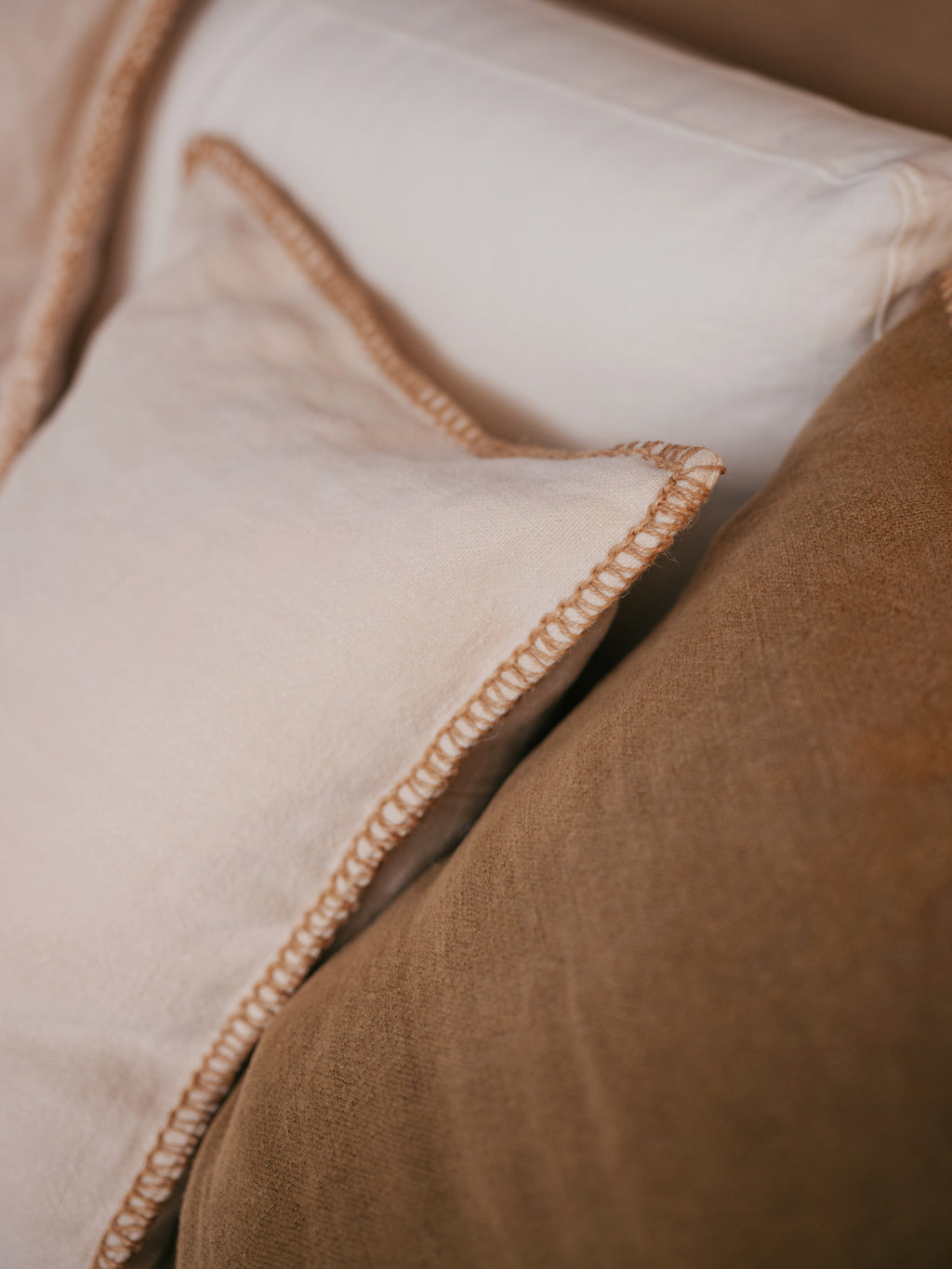 STITCH - cushion - jute - L 50 x W 50 cm - off-white