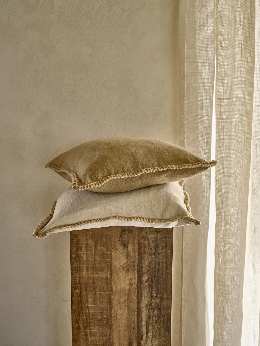 STITCH - cushion - jute - L 60 x W 60 cm - off-white