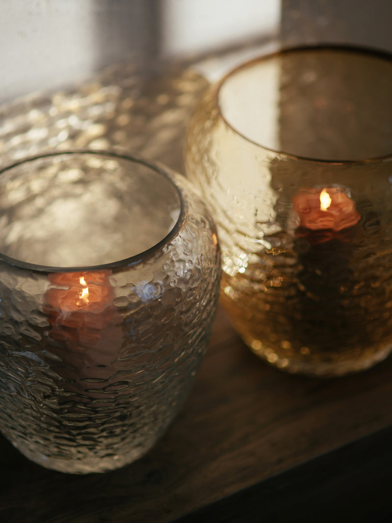 PRISMA - vase / lantern - glass - DIA 28 x H 27,5 cm - transparent