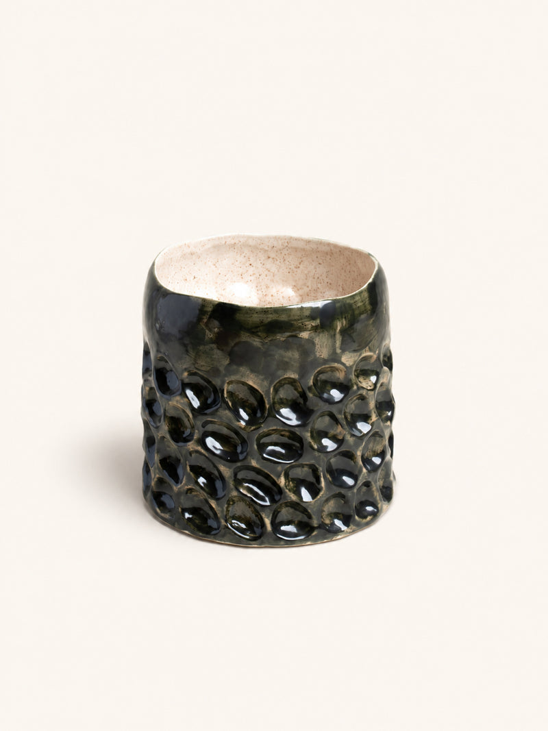 BOSSANOVA - pot - stoneware - DIA 26,5 x H 25 cm - dark green