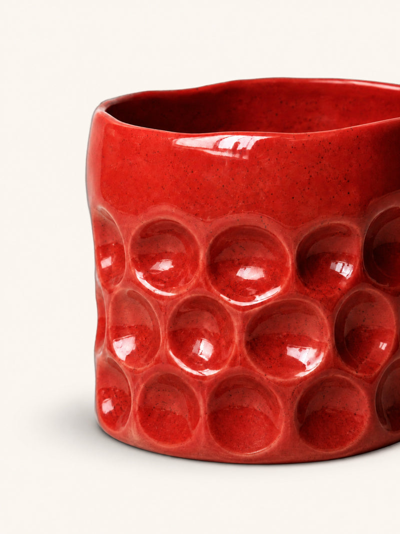 BOSSANOVA - pot - stoneware - DIA 21 x H 19 cm - dark orange