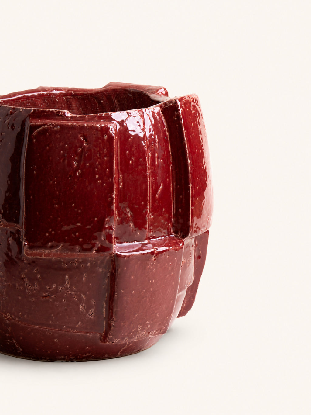 CUBOID - maceta - gres - DIA 41,5 x H 39 cm - rojo oscuro