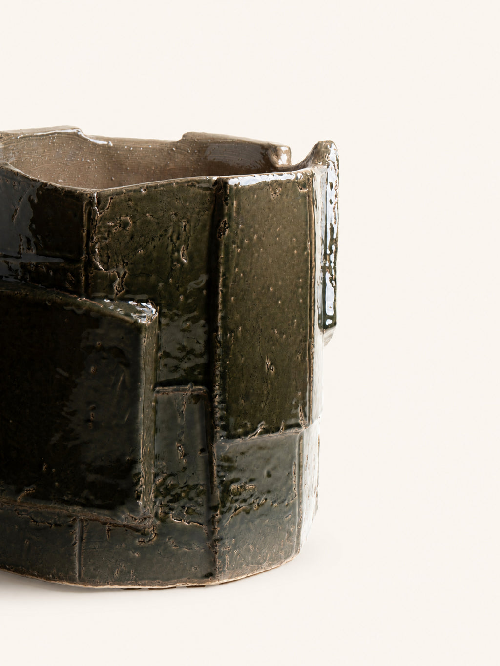 CUBOID - pot - stoneware - DIA 45 x H 45 cm - khaki
