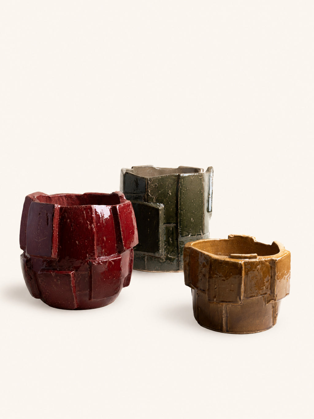 CUBOID - pot - stoneware - DIA 45 x H 45 cm - khaki