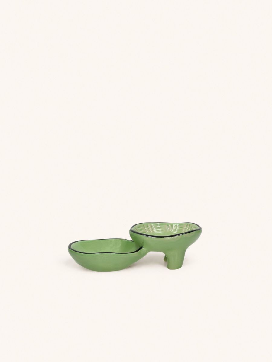 MEET THE KUTI'S - tapas schaal - steengoed -  L 19,5 x W 11 x H 6 cm - licht groen