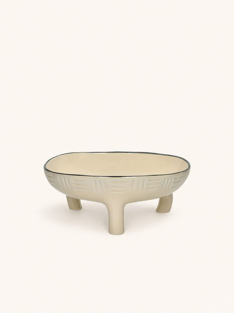 MEET THE KUTI'S - decorative dish - stoneware - DIA 28 x H 11,5 cm - ivory