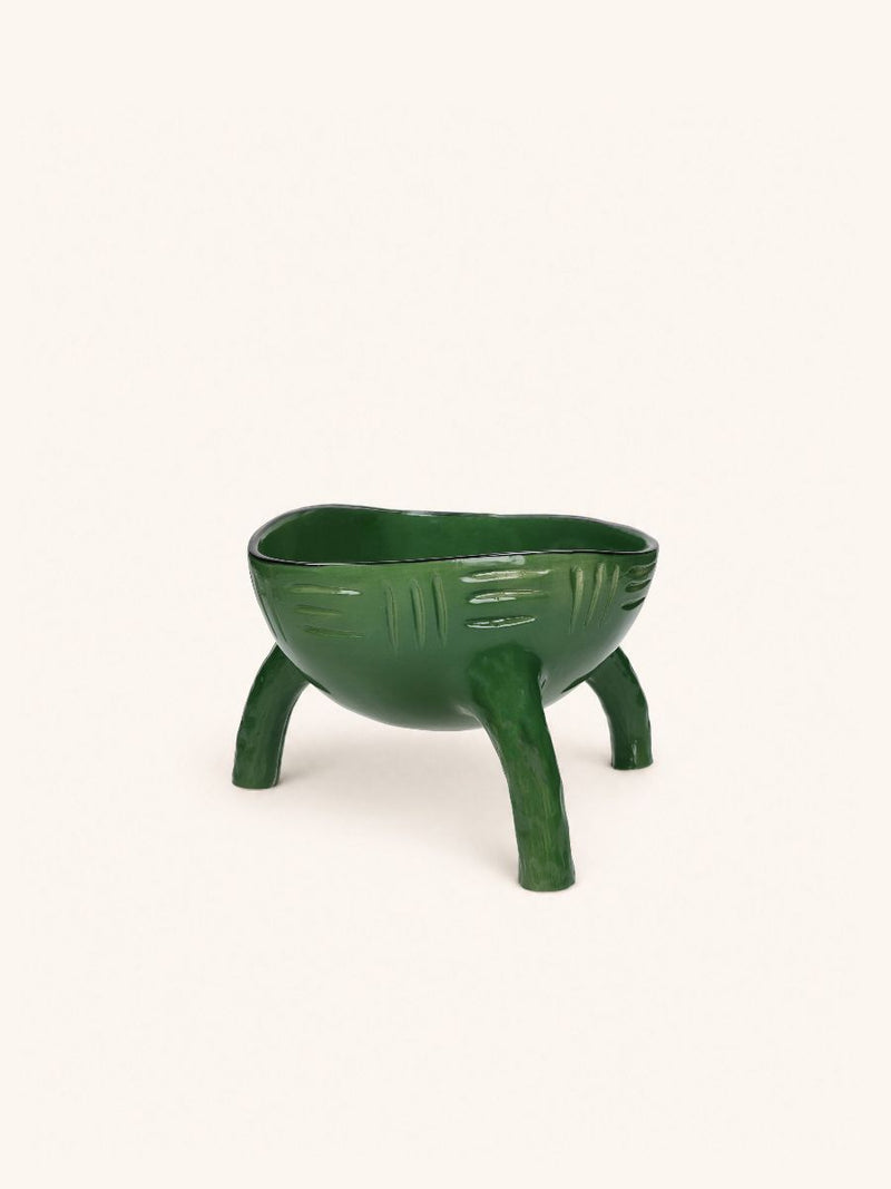MEET THE KUTI'S - decorative dish - stoneware - L 27,5 x W 23 x H 18 cm - dark green