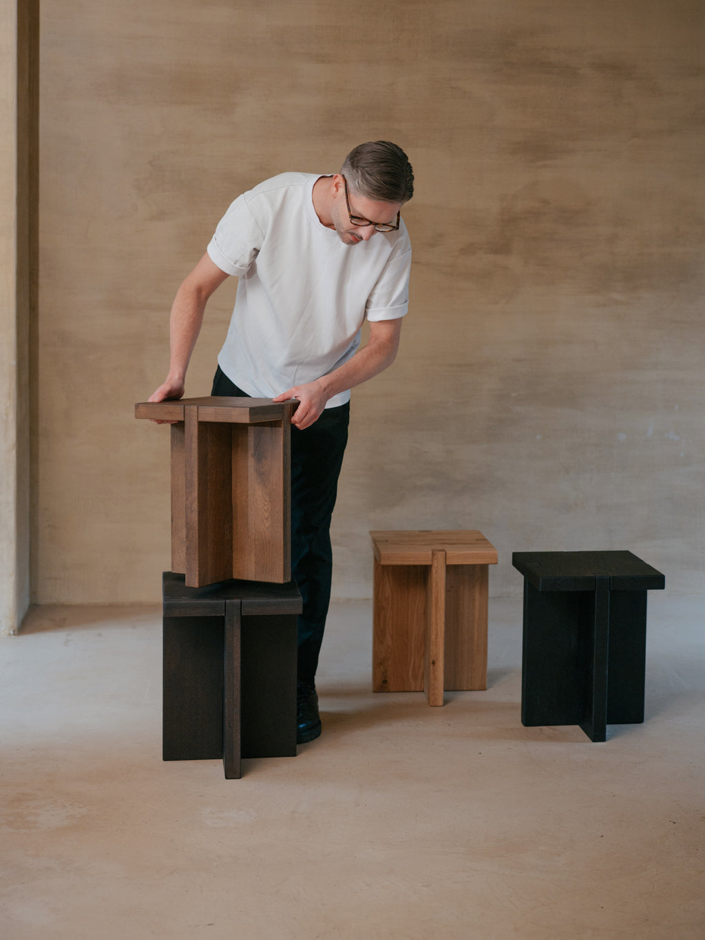 ASA - bijzettafel / kruk - eik - L 35 x W 35 x H 46 cm - donkerbruin