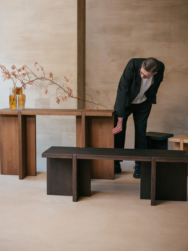 ASA - bench - oak - L 140 x W 40 x H 46 cm - dark brown