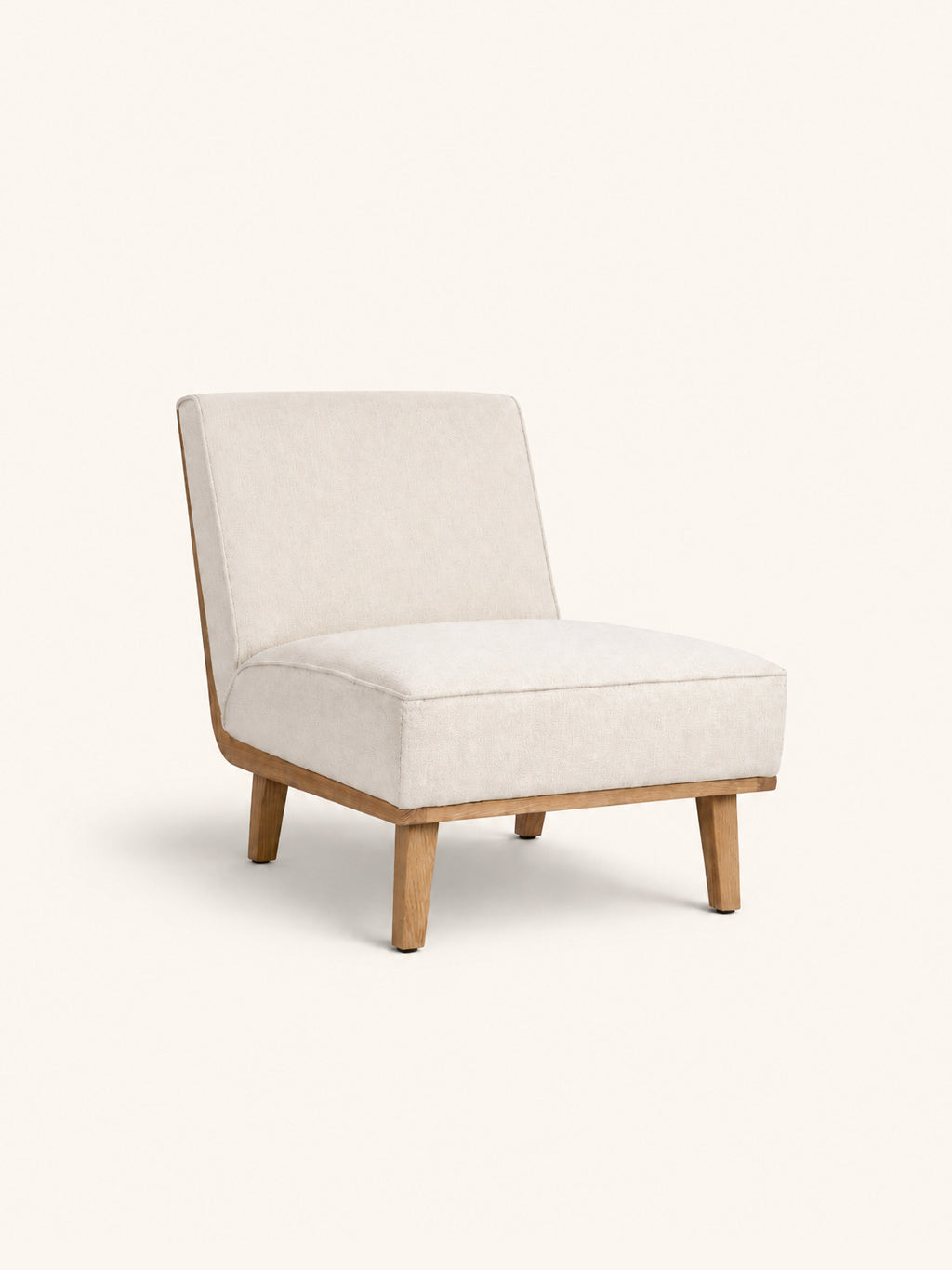 LS26 - lounge armchair - oak - L 60 x W 72 x H 83 - off-white