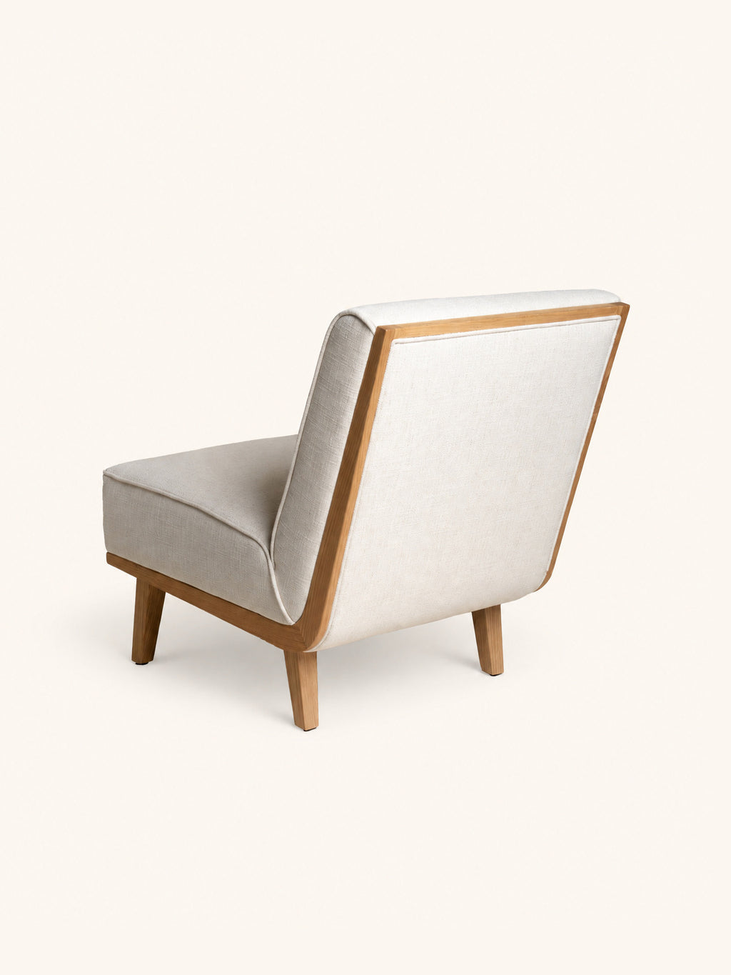 LS26 - lounge armchair - oak - L 60 x W 72 x H 83 - off-white