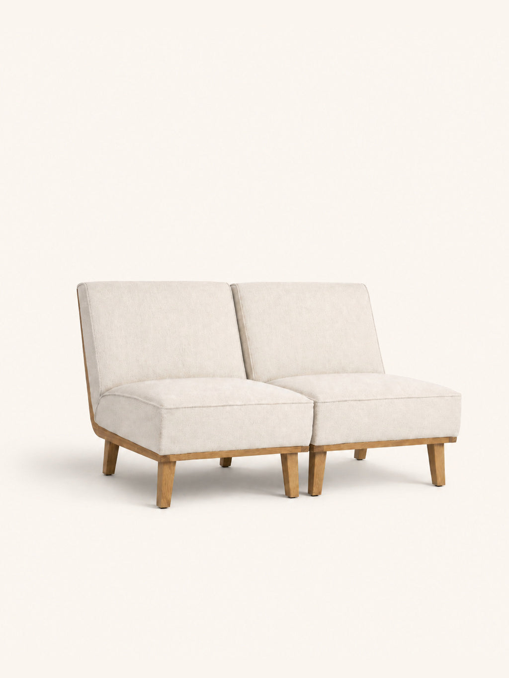 LS26 - lounge armchair - oak - L 60 x W 72 x H 83 - off-white