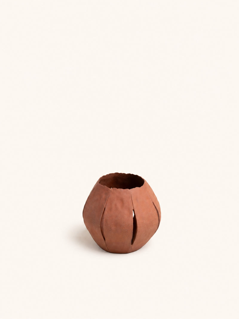 ARDE - candle holder - stoneware - DIA 18 x H 16 cm - terracotta