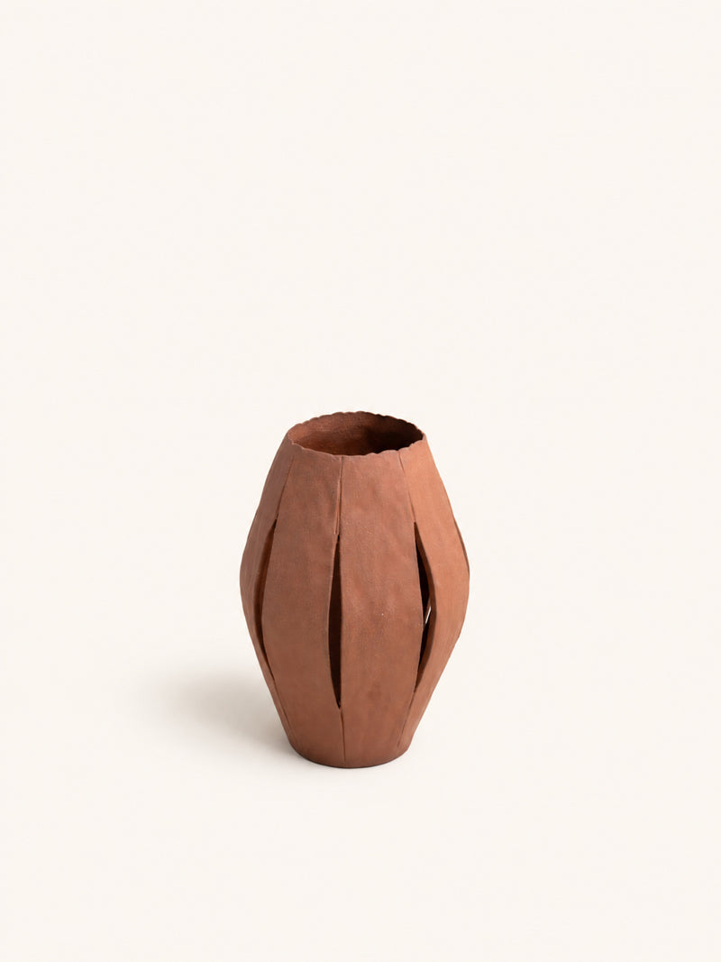 ARDE - candle holder - stoneware - DIA 18 x H 27 cm - terracotta