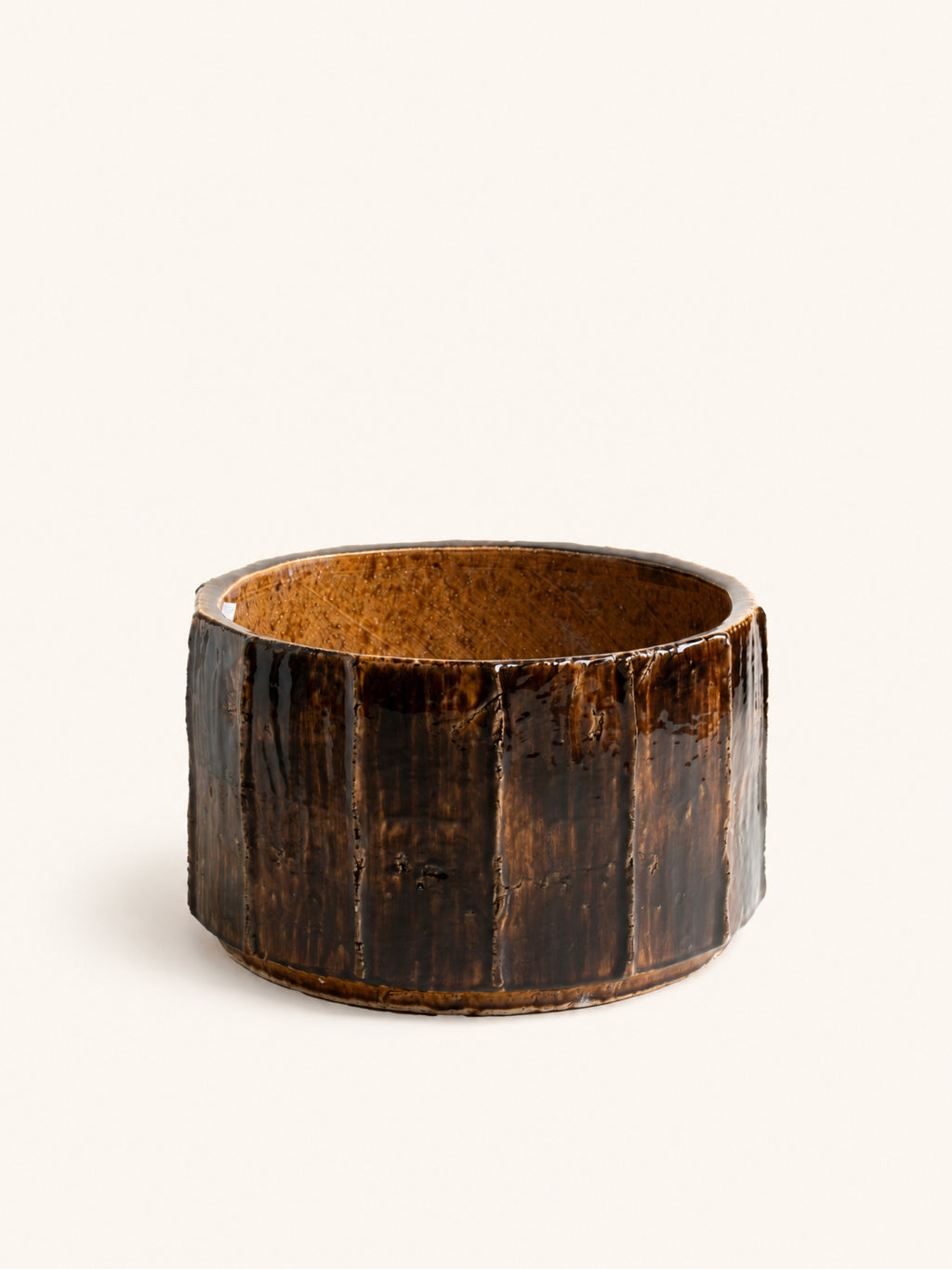 BRUNE - pot - stoneware - DIA 45 x H 27 cm - brown