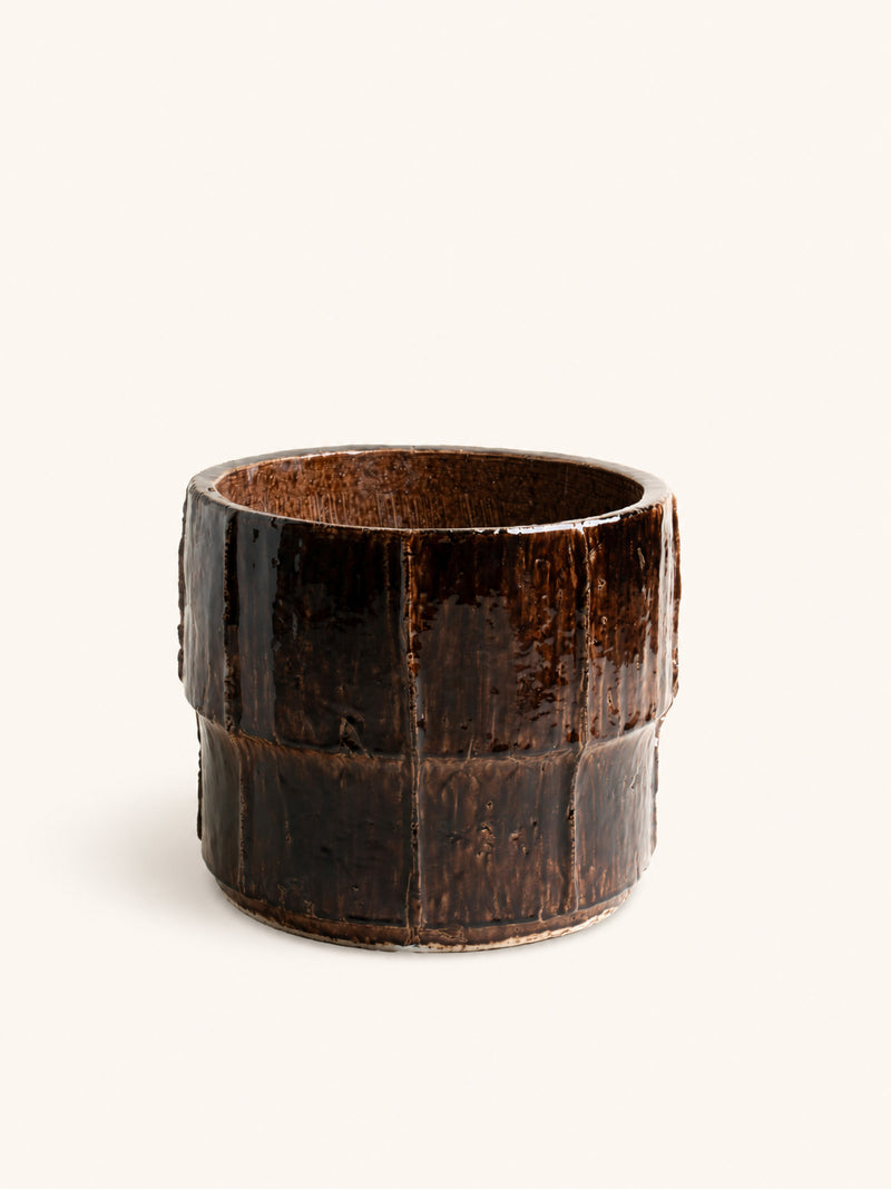 BRUNE - planter - stoneware - DIA 40 x H 34 cm - brown
