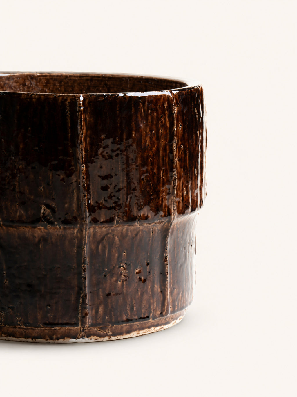 BRUNE - planter - stoneware - DIA 40 x H 34 cm - brown