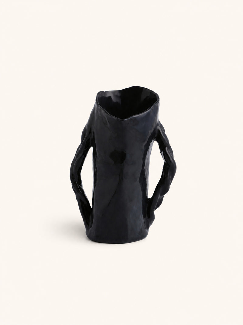 WAKATI - vase - stoneware - L 20,5 x W 14 x H 30 cm - black