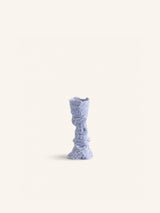 Blauw – WAKATI - bougeoir - grès - L 6,7 x W 5,7 x H 15 cm - bleu clair