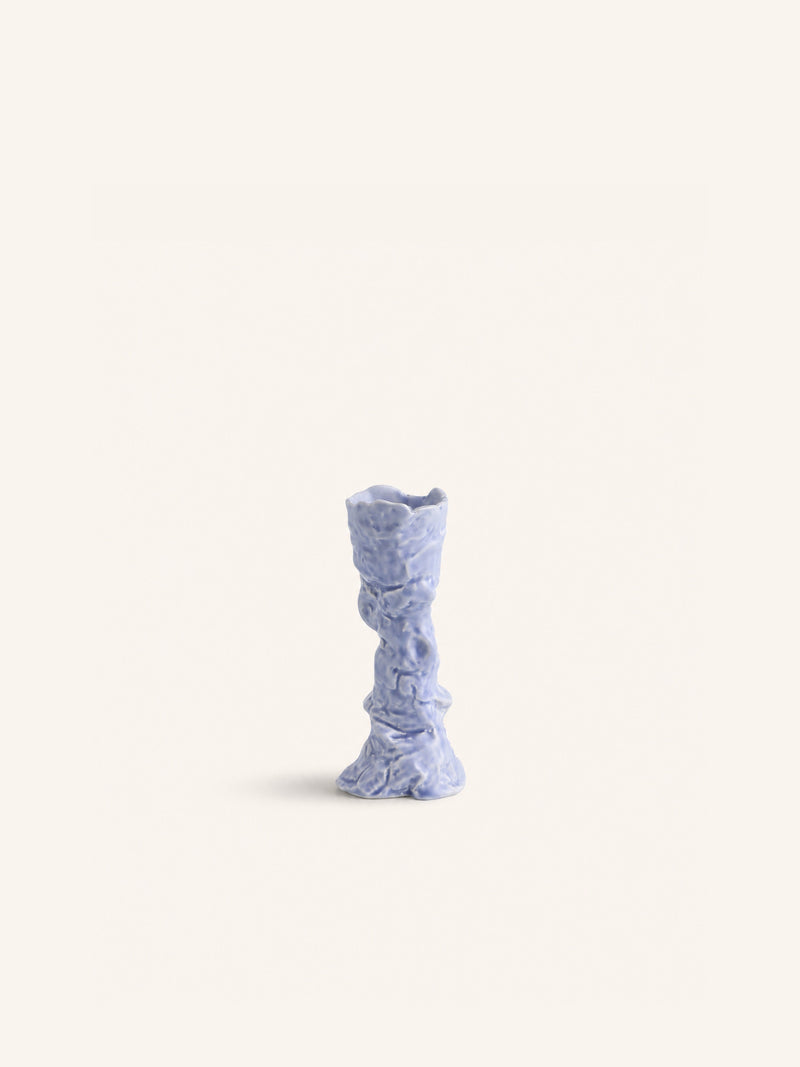 WAKATI - candle holder - stoneware - L 6,7 x W 5,7 x H 15 cm - light blue
