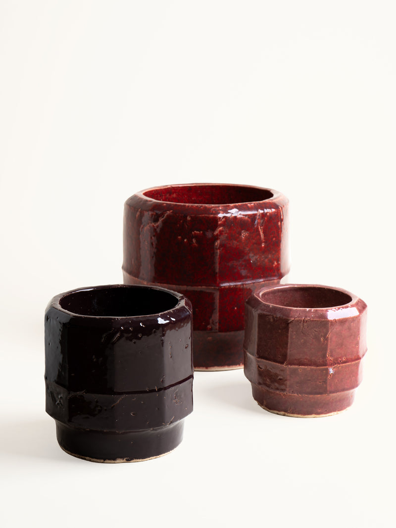 NATRA - pot - stoneware - DIA 22 x H 19 cm - burgundy