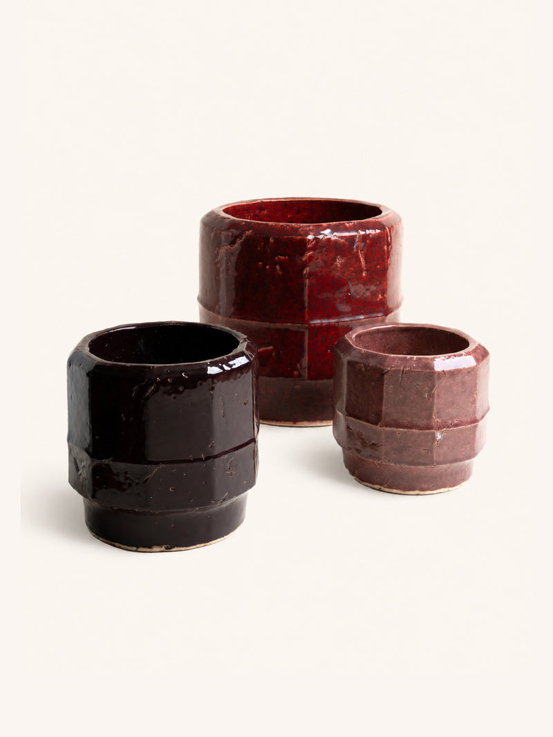 NATRA - pot - stoneware - DIA 25 x H 24 cm - burgundy