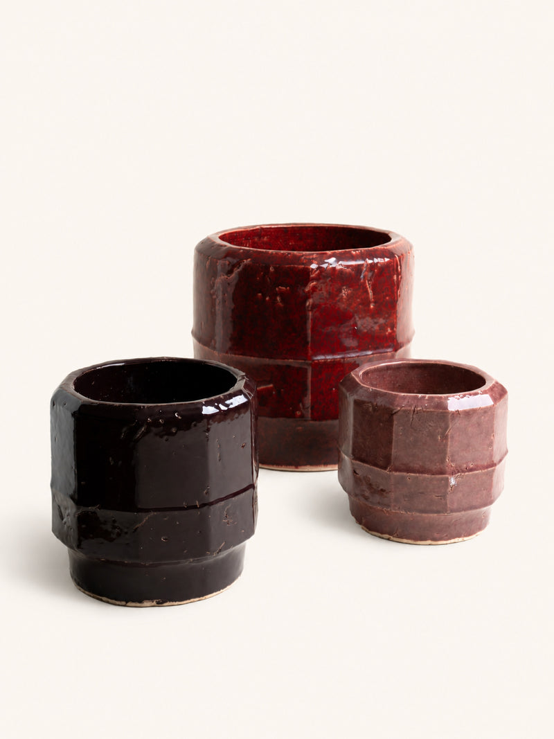 NATRA - pot - stoneware - DIA 35 x H 33 cm - burgundy