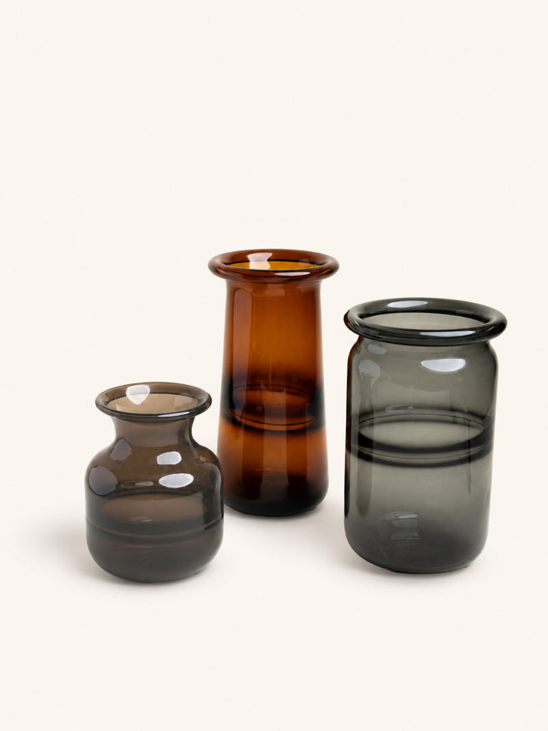 FUMIO - vaas - glas - DIA 19 x H 35 cm - aubergine
