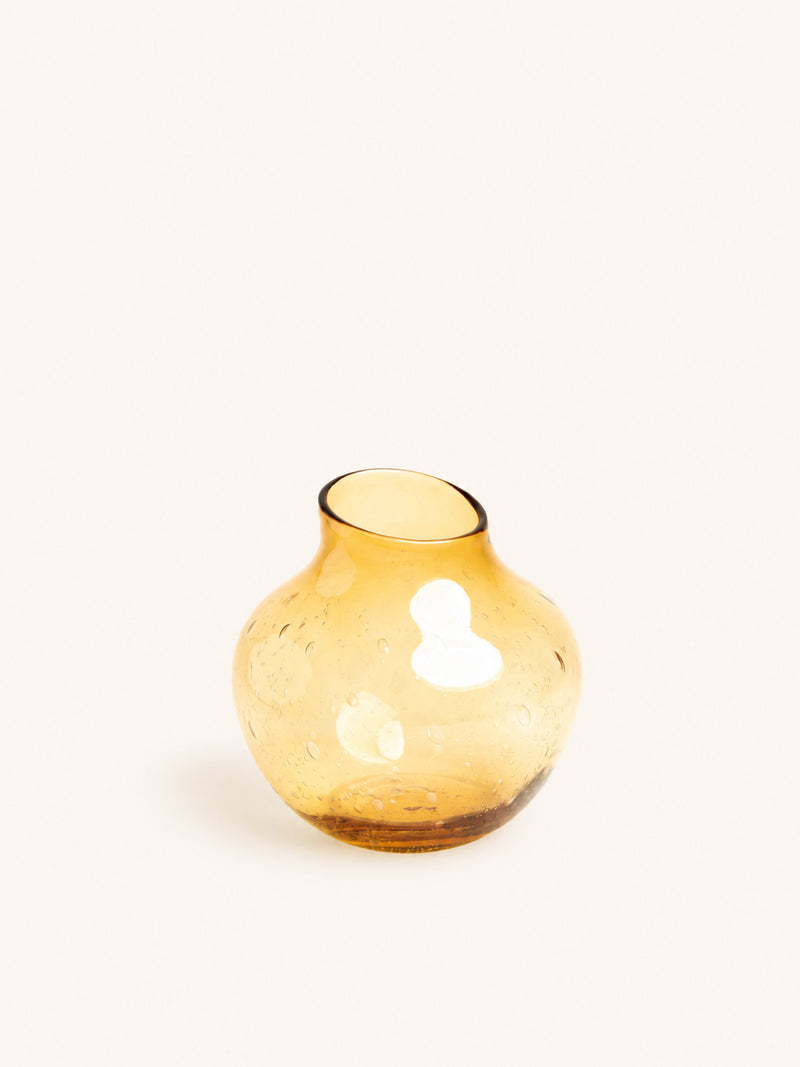 TIDE - vase / hurricane lantern - glass - DIA 25 x H 25 cm - dark amber