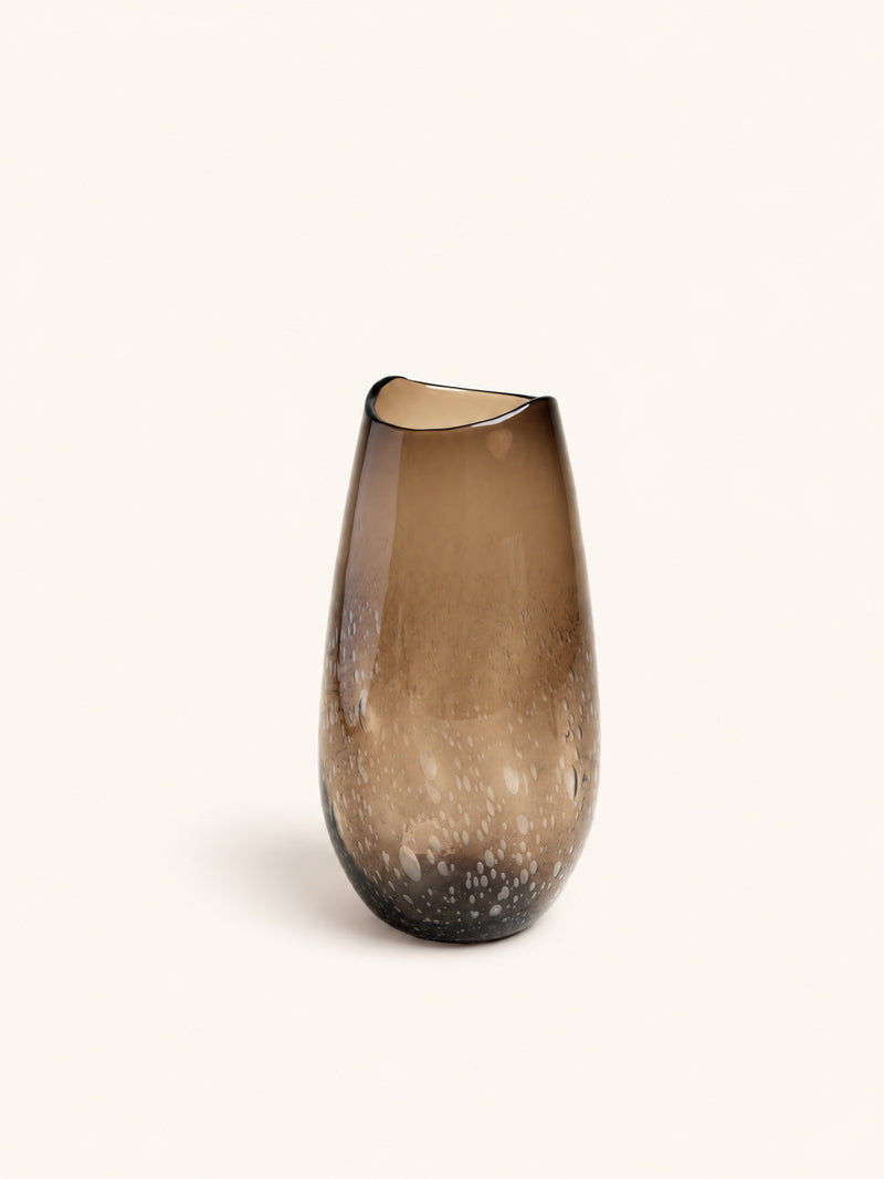 TIDE - vase / hurricane lantern - glass - DIA 19 x H 37,5 cm - smoke