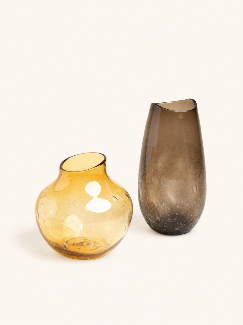 TIDE - vase / hurricane lantern - glass - DIA 19 x H 37,5 cm - smoke